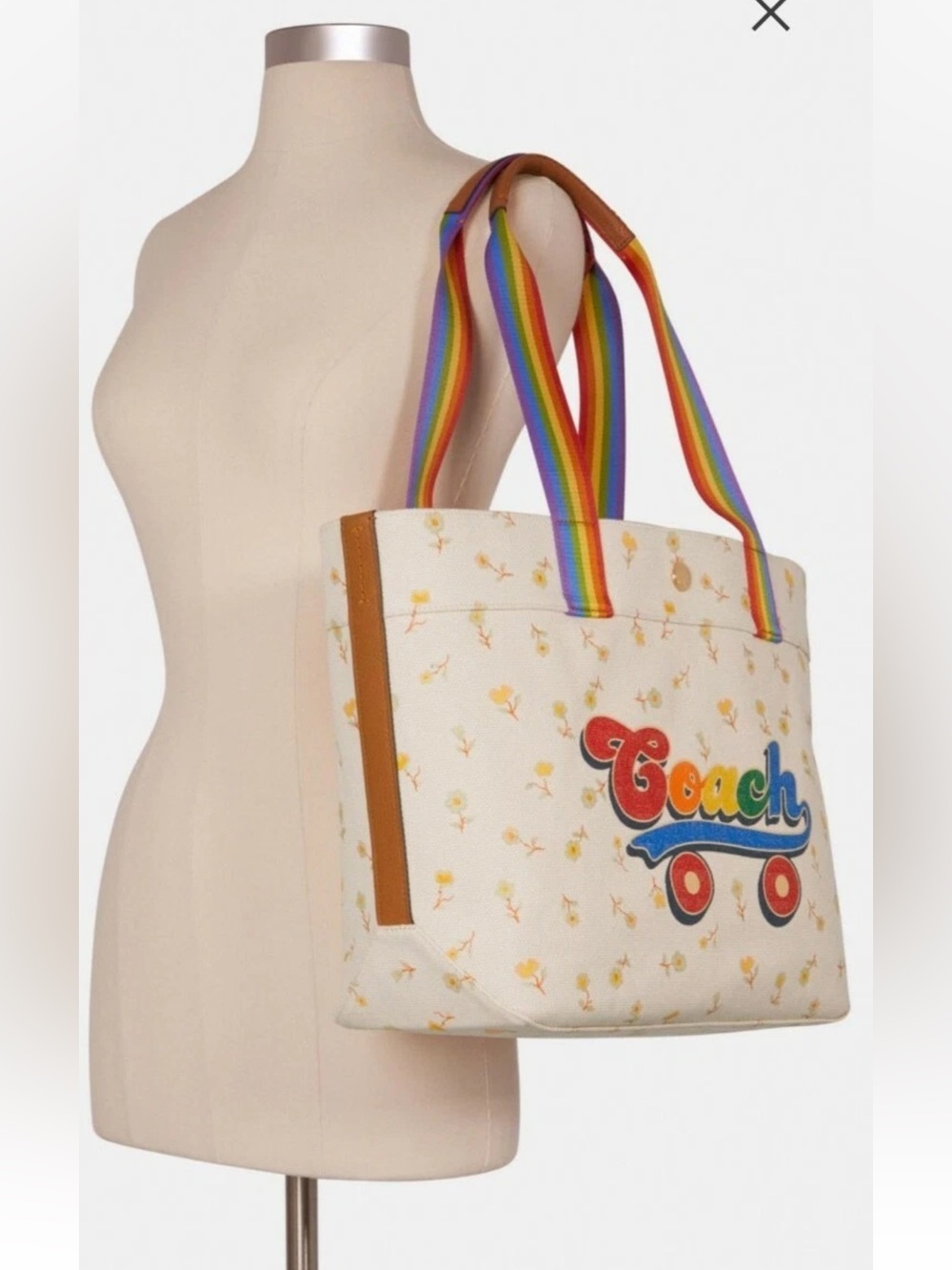 Coach Tote With Rainbow Roller Skate Graphic C4099 Pride Collection - Picture 2 of 15